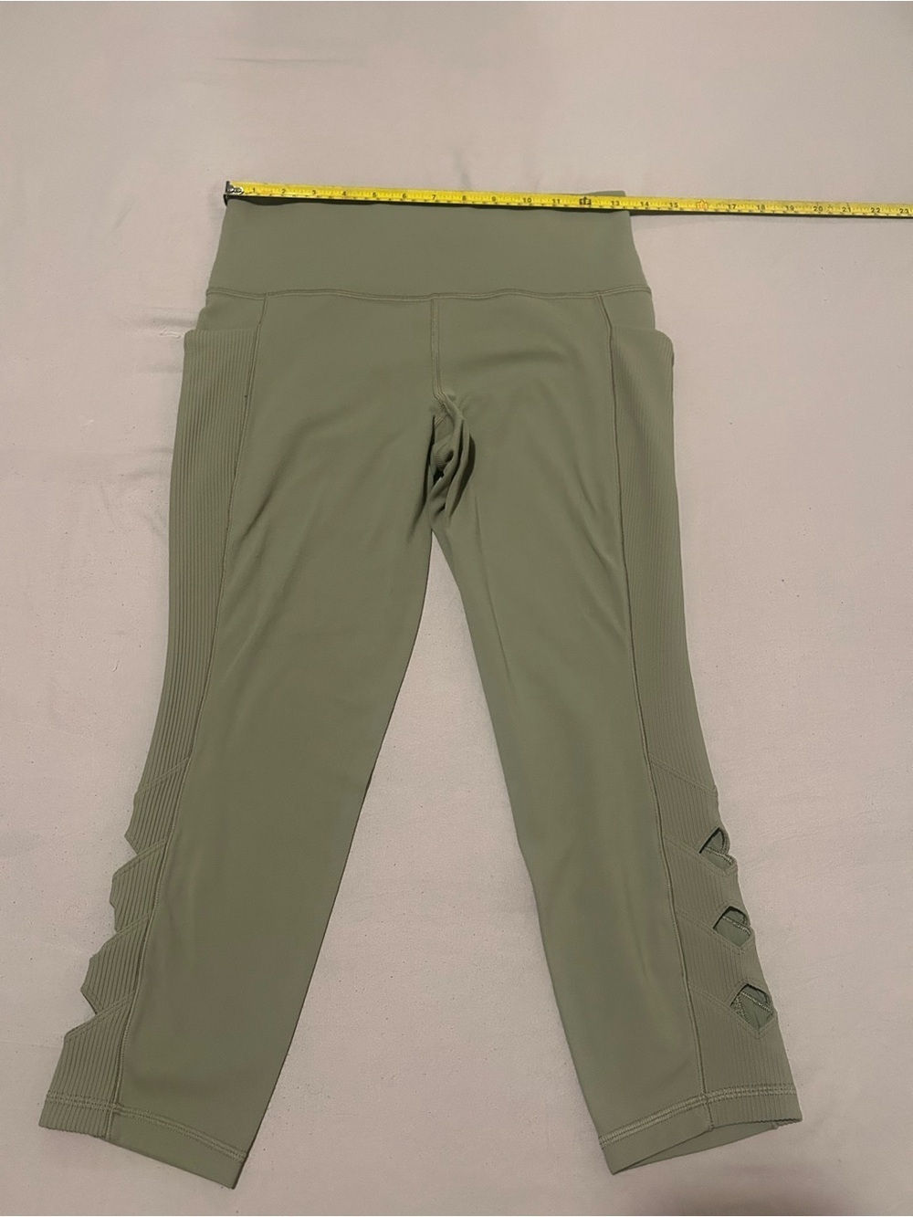 Athleta Olive Green Cropped Leggings with Side Cutout Detail - Picture 4 of 10